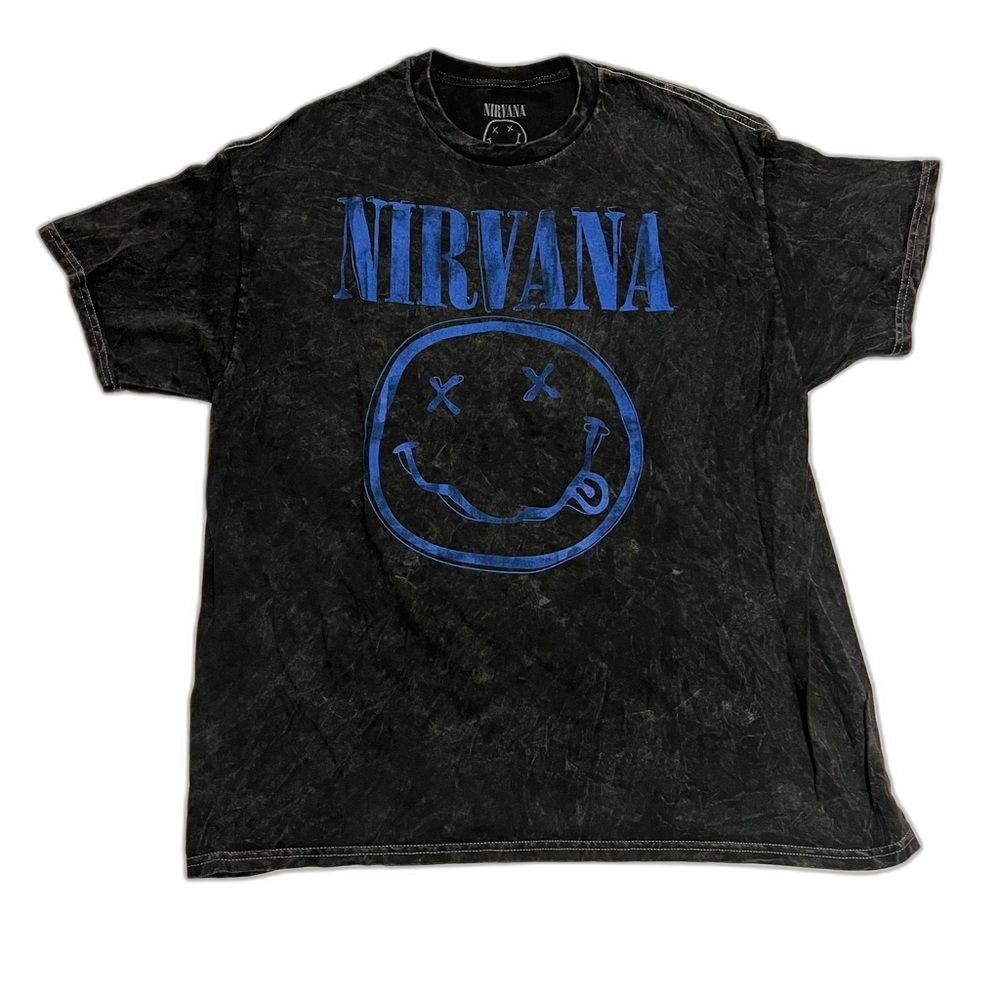 NEW NIRVANA Black Tee with Blue Graphic